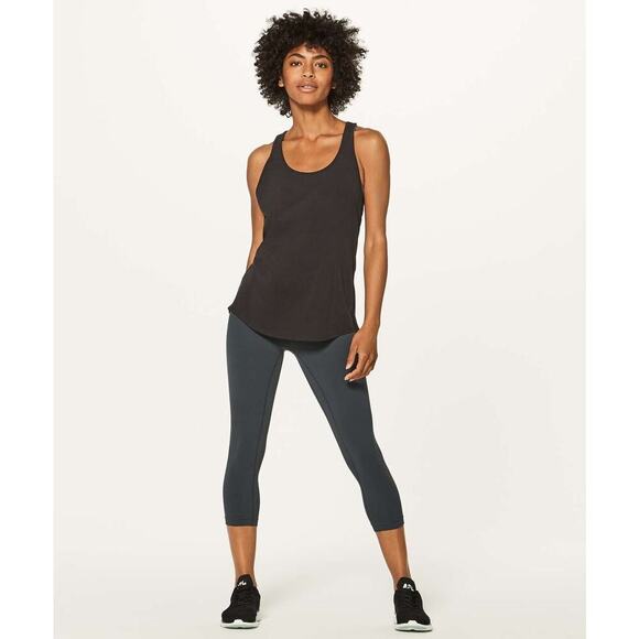 Lululemon Tank Top Sz 6 Small Black Pima Cotton Black Criss Cross Relaxed - Picture 6 of 7